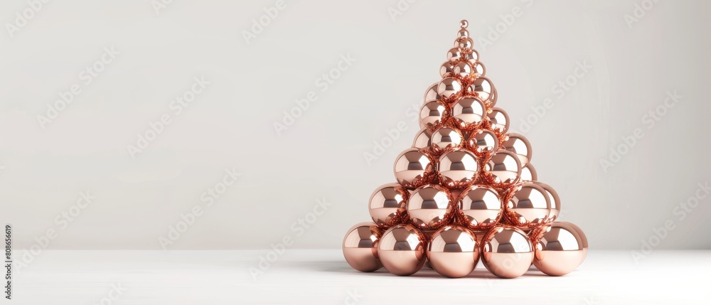 Wall mural Tree made of copper balls on white background. Conceptual 3D rendering.