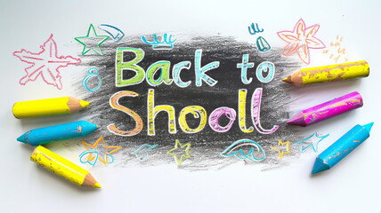the text "Back 2 School" in a chalk written font.generative ai