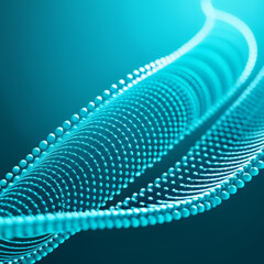 Abstract particles wave light blue background. Connection structure. 3d rendering