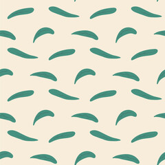 Retro leaves seamless pattern. Plants endless background. Foliage simple ornament. Naive botanic repeat cover. Vector hand drawn illustration.