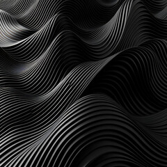 Abstract wavy lines on a black background. 3d render illustration