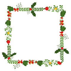 Hand drawn christmas wreath illustration on white
