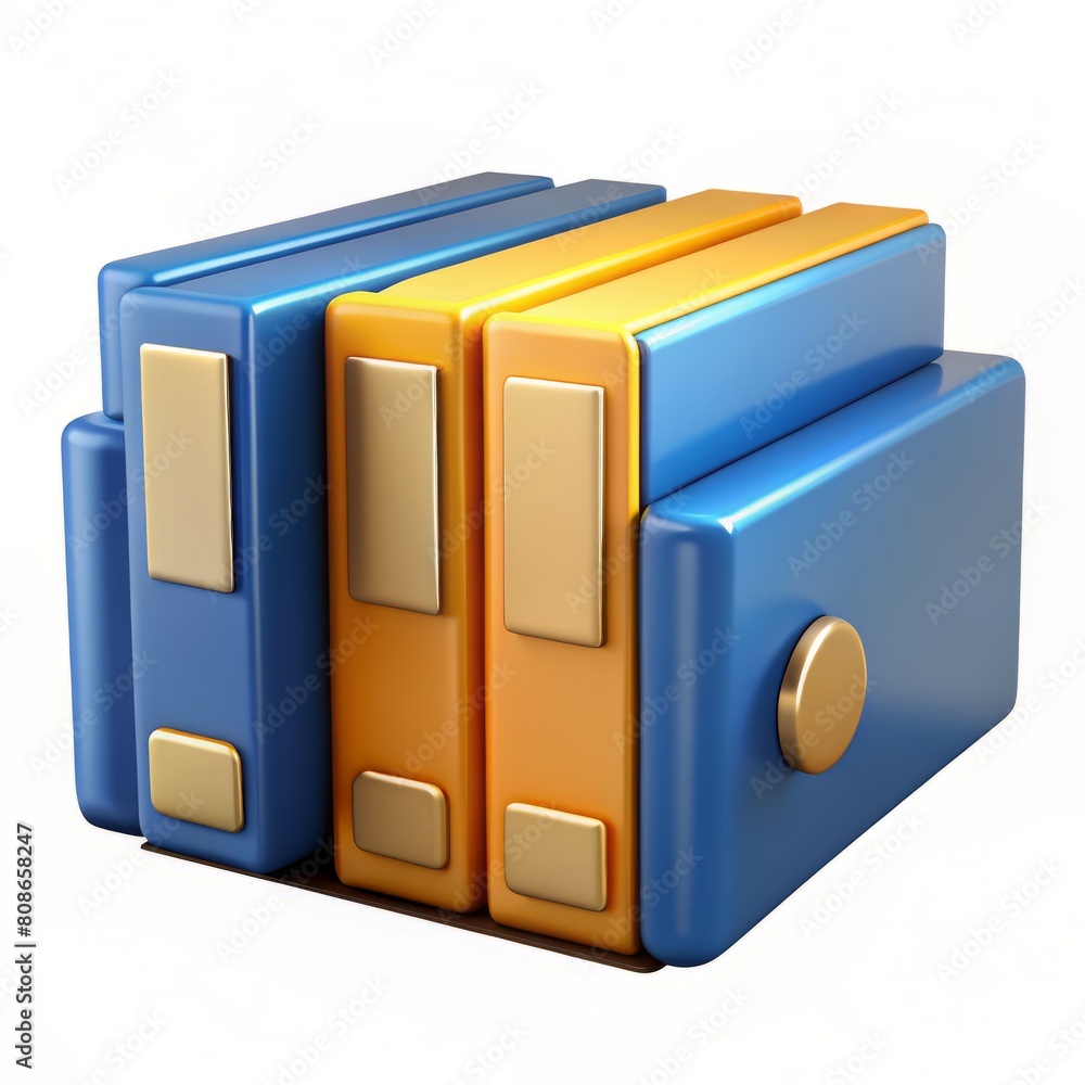 Poster 3d render of a stack of files and folders with a label holder, on isolated white background, generat