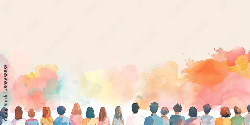 Poster a group of people are standing in a line, with some of them looking at the camera. concept of unity 