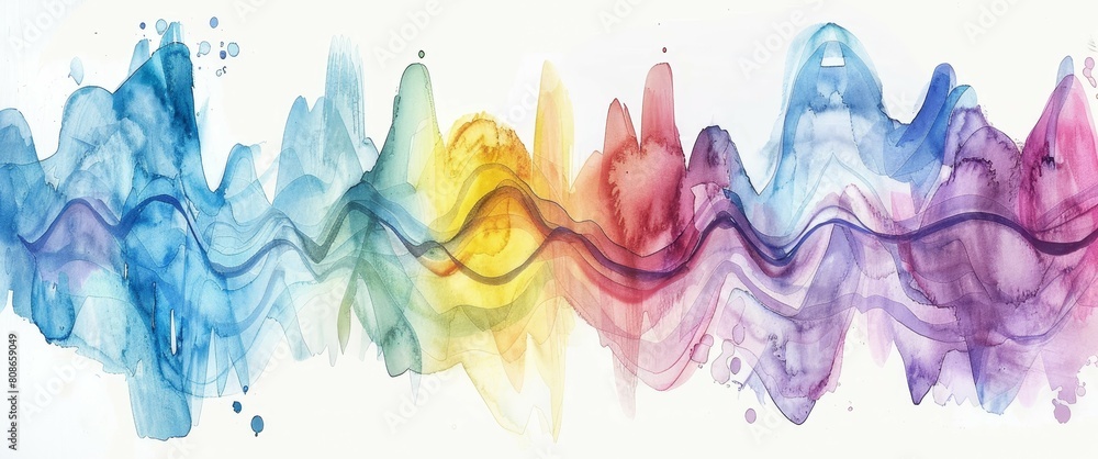 Poster a colorful wave of watercolor paint. the colors are bright and vibrant, creating a sense of energy a