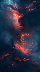 Fiery cosmic explosion in a turbulent space scene with vibrant flames and energy