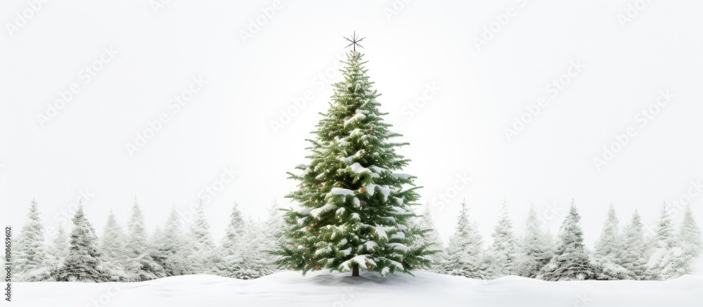 Aufkleber an isolated christmas tree on a white background featuring copy space for text
