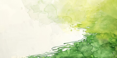 A green and white watercolor painting of a river. The painting is full of life and energy, with the green and white colors blending together to create a sense of movement and flow