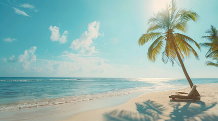 Tranquil scenery, relaxing beach, tropical landscape design Summer vacation travel holiday design