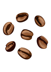 Set of coffee beans isolated
