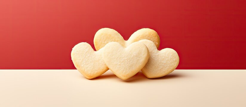 Valentine s Day themed butter cookies in the shape of a heart with empty space to add any desired image. Copy space image. Place for adding text and design