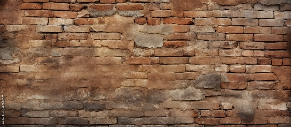 Poster a textured background of an ancient brick wall in a medieval setting with plenty of copy space for i
