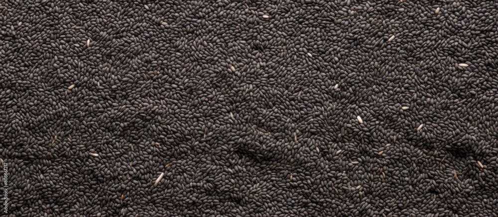 Poster An isolated top view of chia seeds ideal for copy space images Perfect for conveying the concept of healthy food and diet