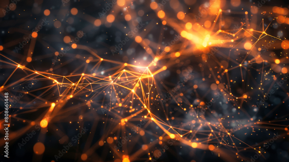 Poster lines, nodes and dots structure, abstract futuristic technology composition