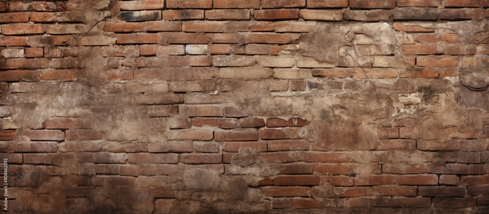 Poster a textured background of an ancient brick wall in a medieval setting with plenty of copy space for i