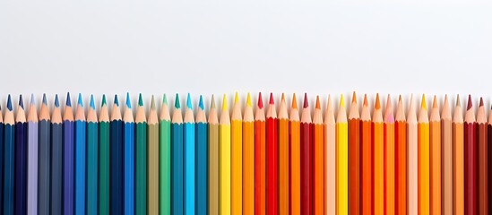 An educational background is depicted by colorful pencil crayons on a sheet of lined paper with copy space for an image