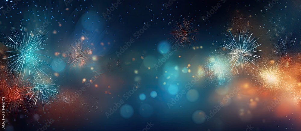 Poster an abstract holiday background with fireworks during new year or christmas featuring copy space for 