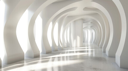 Obraz premium 3D image of a modern style, empty room with abstract design elements