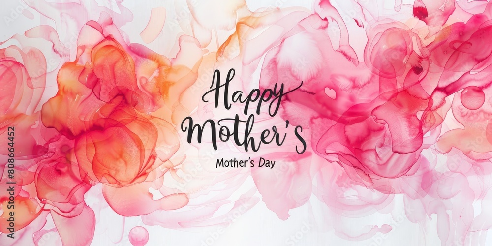 Poster a colorful background with pink and orange swirls and the words happy mother's day. the background i