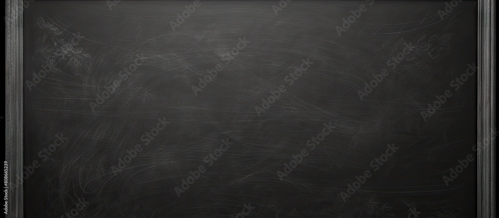 Poster copy space image of an empty black chalkboard with traces of chalk showcasing its classic texture