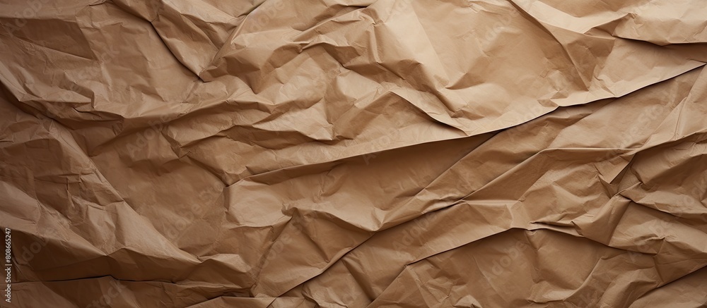 Poster wrinkled wallpaper pattern in brown with a crumpled paper background creating copy space for design