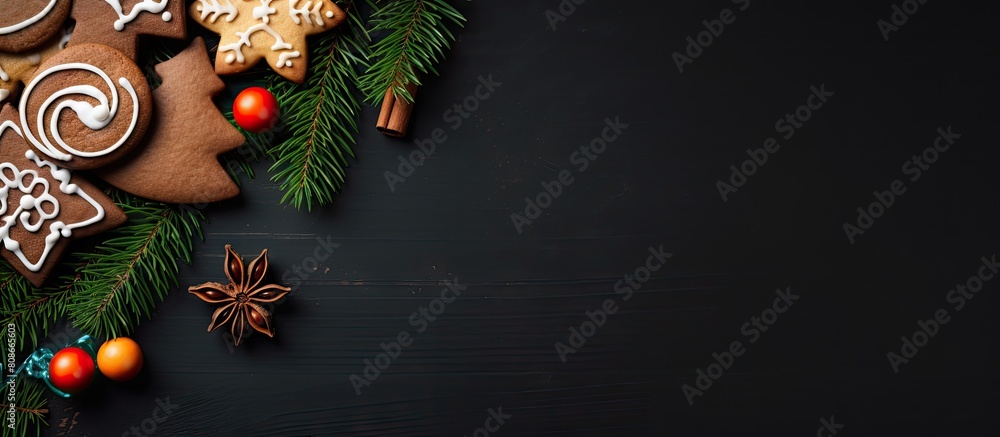 Aufkleber christmas and winter concept conveyed through a copy space image of delicious homemade cookies with 