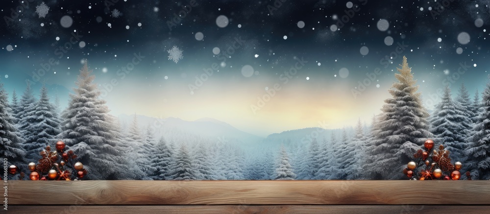 Poster a festive new year and christmas greeting with a scenic background view from above providing a perfe