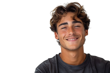 Studio shot of young man winking on isolated transparent background