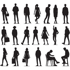 Vector set of people in silhouette style