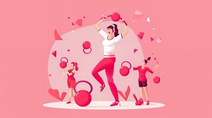 Fototapeta premium Empowering Fitness Enthusiast: Kettlebell Exercise