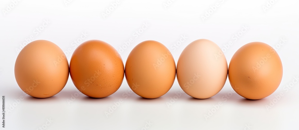 Poster an image of raw eggs with a solid white background is shown the photo provides copy space for additi