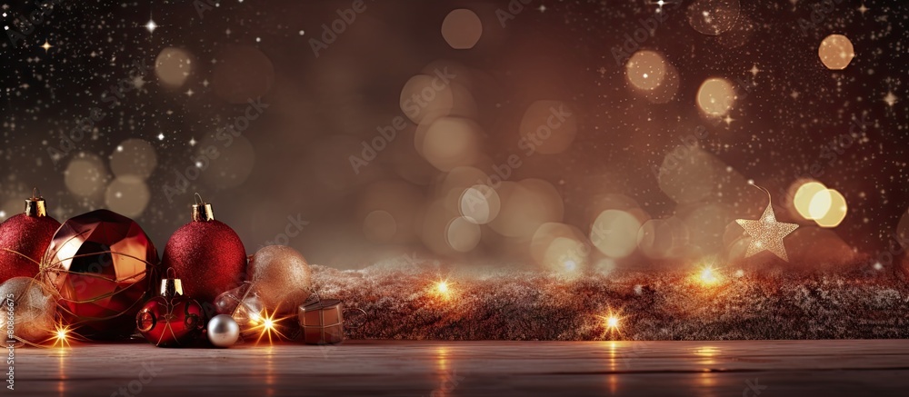 Poster a festive holiday themed image suitable for use as a background with plenty of blank space for addin