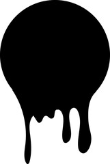 Paint drip circle labels. Black paint liquid. Ink drop. Black inkblot.