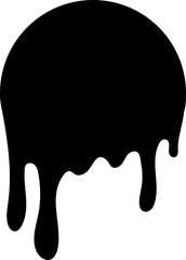 Paint drip circle labels. Black paint liquid. Ink drop. Black inkblot.