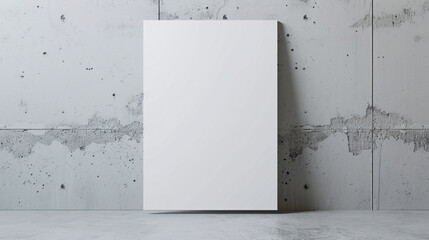 a white rectangular object leaning against a concrete wall