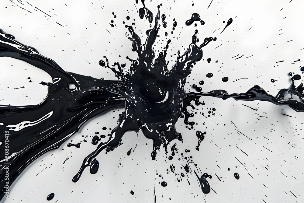 Aufkleber black ink explosion on white paper creating dynamic abstract art design