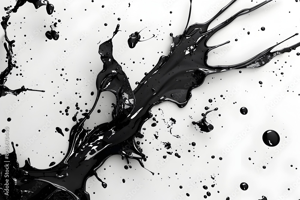 Poster mesmerizing black ink explosion on pristine white canvas abstract art with captivating fluid