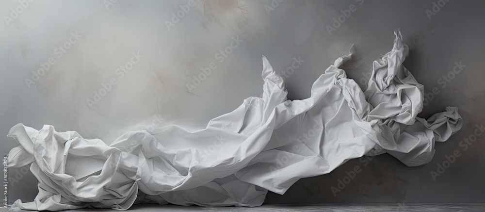 Poster the gray background is occupied by a crumpled white paper leaving empty space for other elements in 