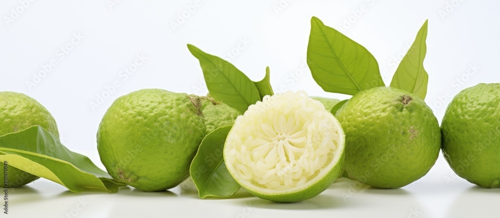 Poster a photograph of bergamot on a white background with ample space available for adding text