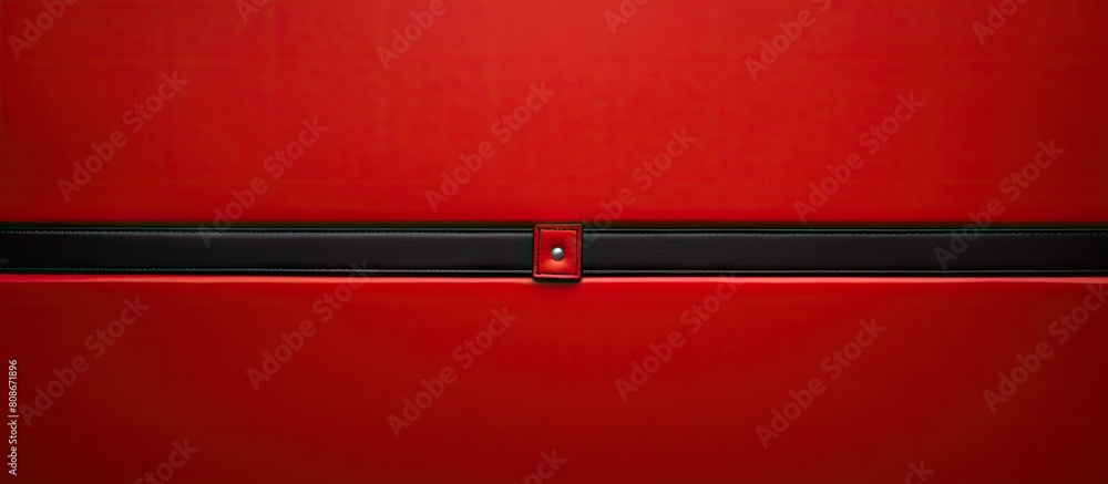 Poster top view of a red santa gift box with a black belt set against a red background the image provides a