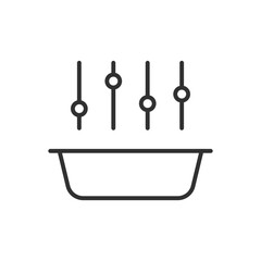 Personalised ration selection, linear icon. Adjustment. Container and equaliser. Line with editable stroke