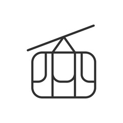 Ropeway, linear icon. Cabin on a cable for climbing up the mountain. Line with editable stroke