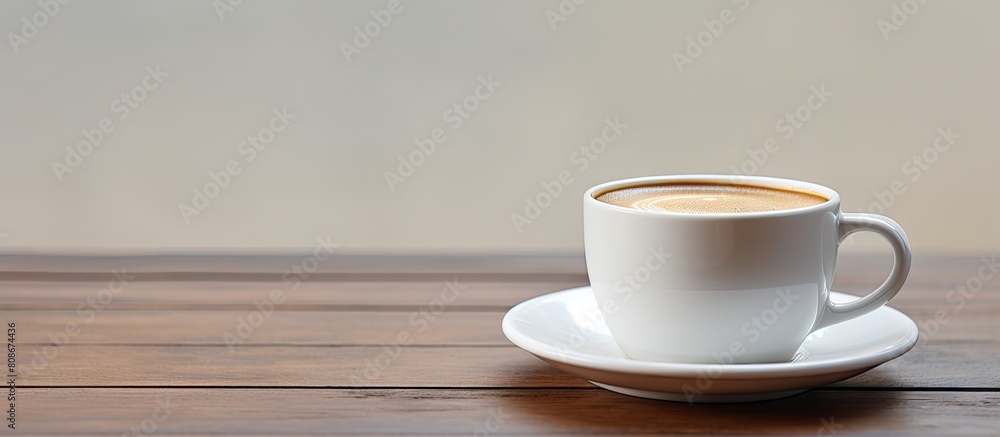 Aufkleber a simple white mug containing an espresso coffee drink suitable for use as a copy space image