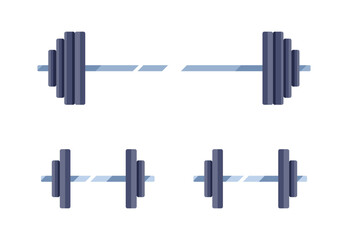 Sports Dumbbell Icon Set. Flat Style. Vector icons