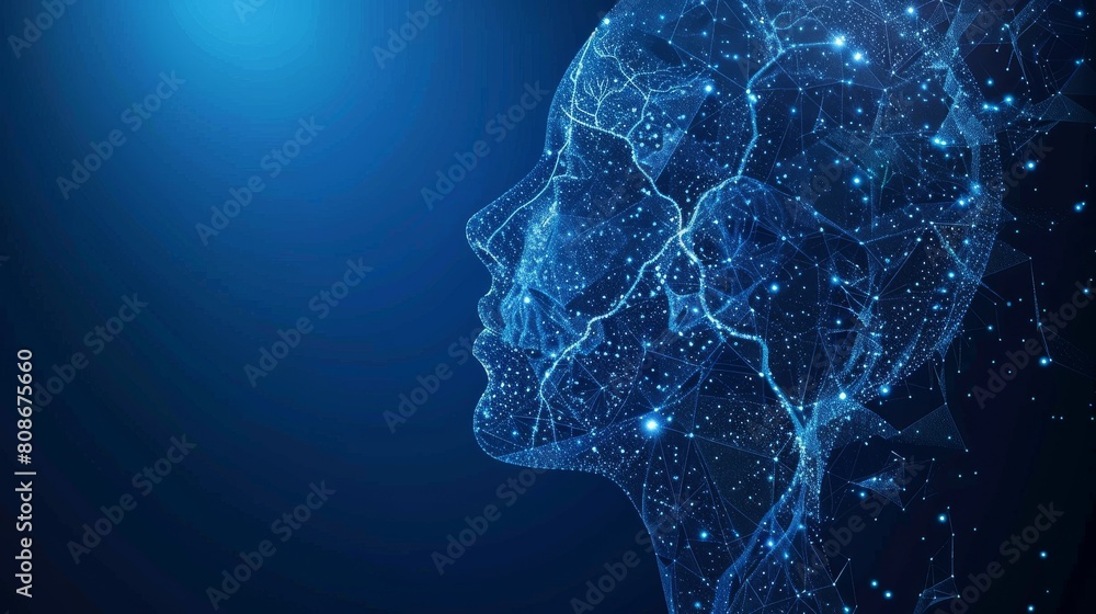 Aufkleber 3d silhouette of the human head made of dots and particles. concept of artificial intelligence and n