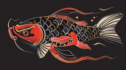 A detailed illustration of a koinobori with explanations about its various colors and their symbolic meanings 