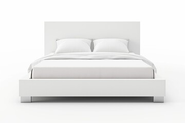 Contemporary white bed frame with clean lines in a minimalist bedroom setting