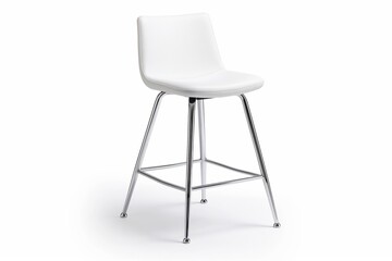 Sleek white bar stool with minimalist design isolated on a white background, illustrating modern interior aesthetics