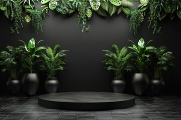 Podium, jungle or stage design template your product placement, advertising or marketing backdrop.