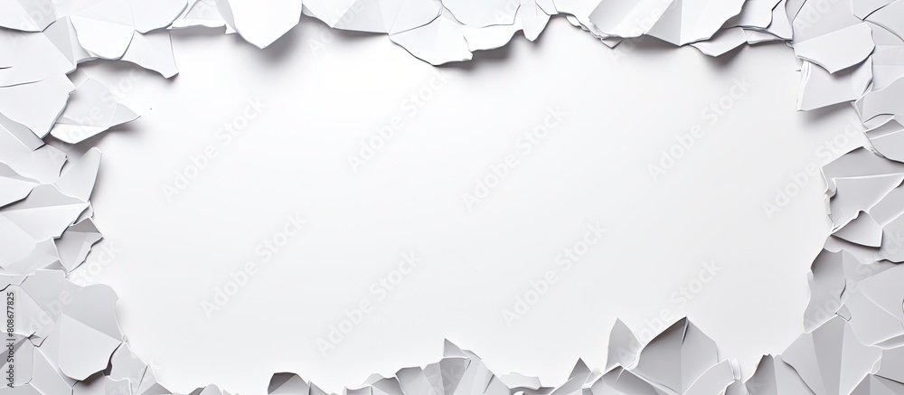 Poster white background with torn paper and ample copy space image for text